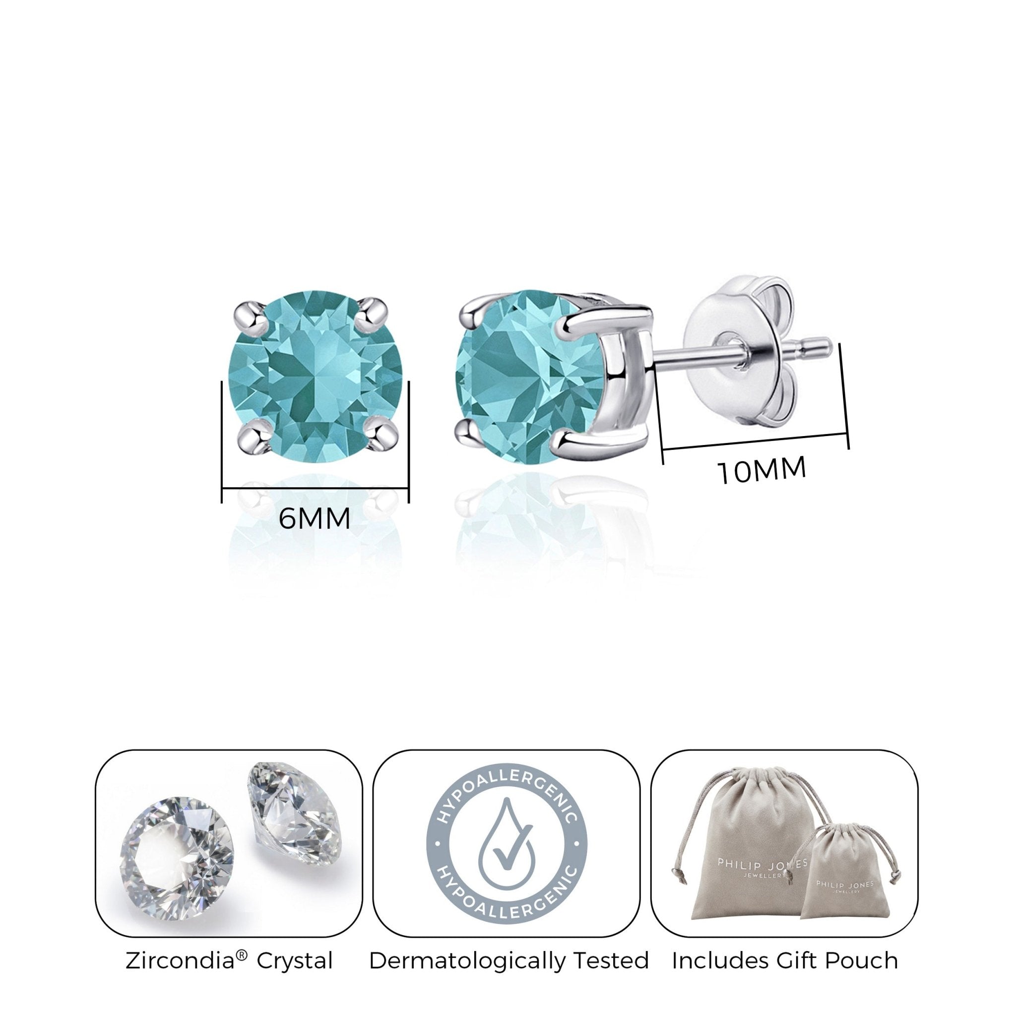 Blue Stud Earrings Created with Zircondia® Crystals