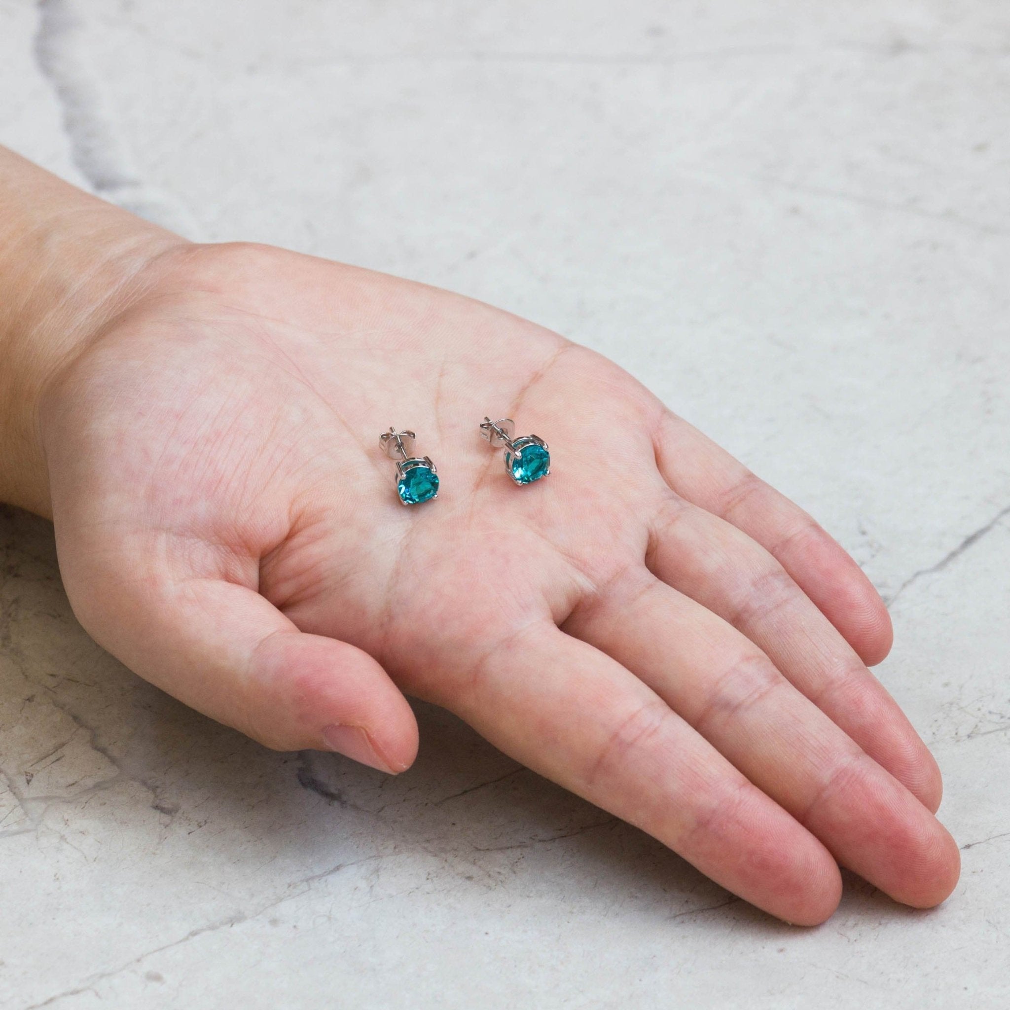 Blue Stud Earrings Created with Zircondia® Crystals