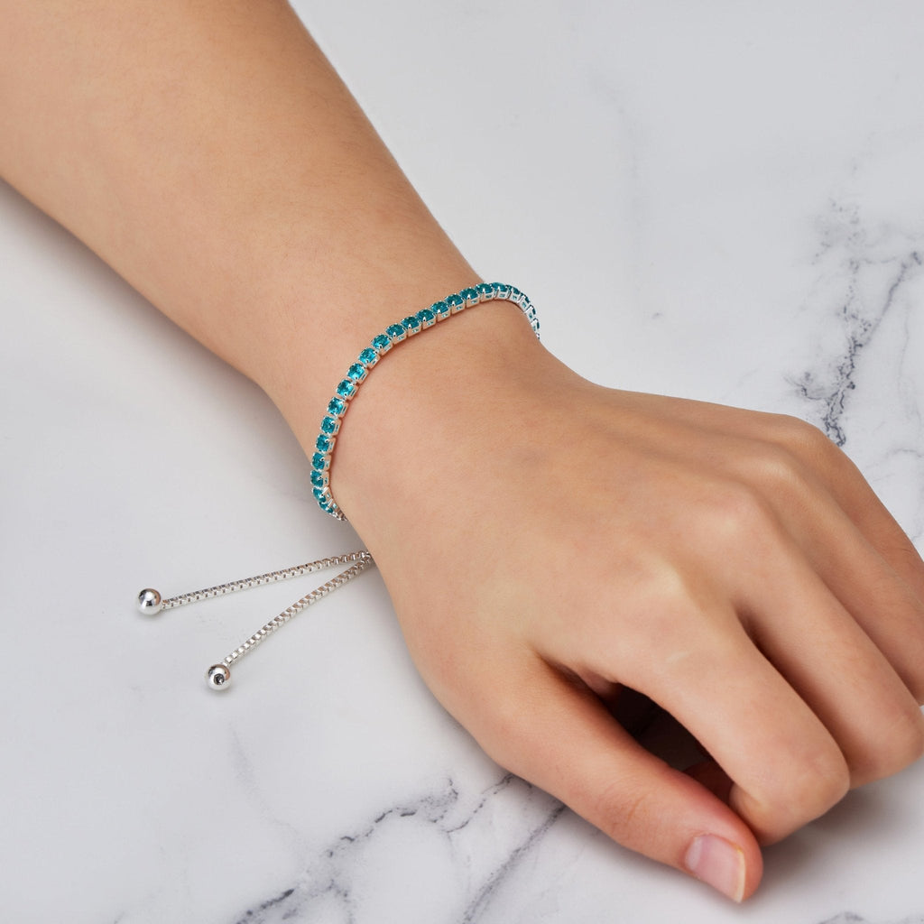 Blue Tennis Friendship Slider Bracelet Created with Zircondia® Crystals