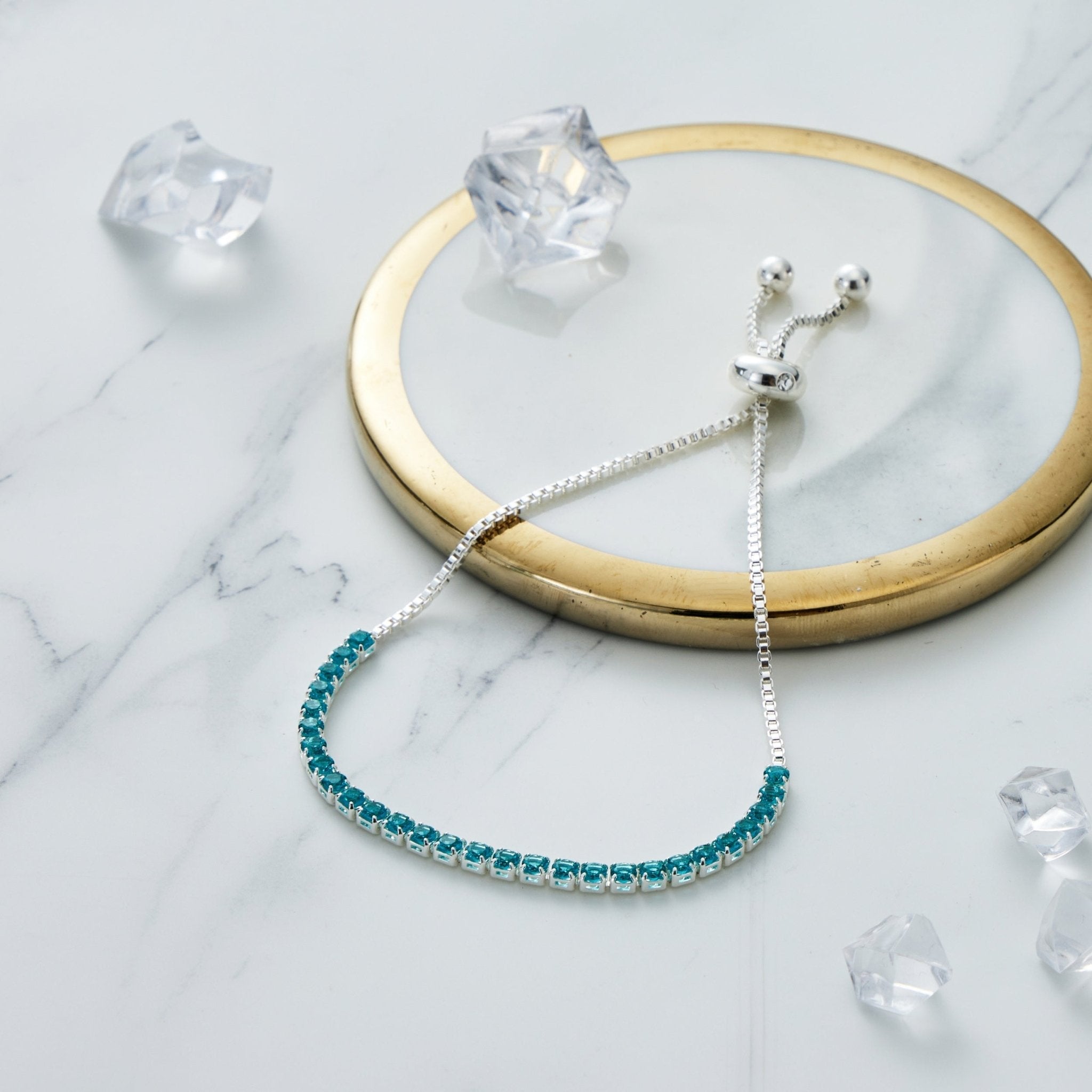 Blue Tennis Friendship Slider Bracelet Created with Zircondia® Crystals
