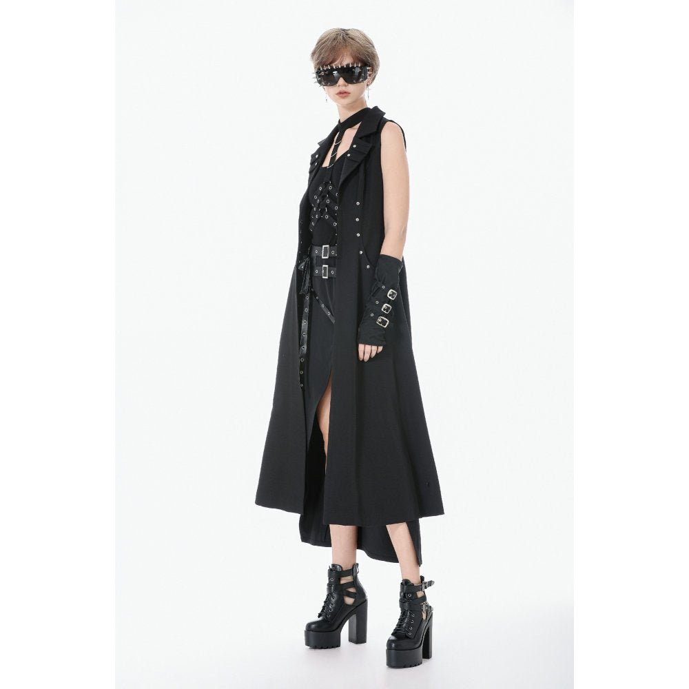 Dark in Love Collete Punk Sleeveless Long Fitted Coat