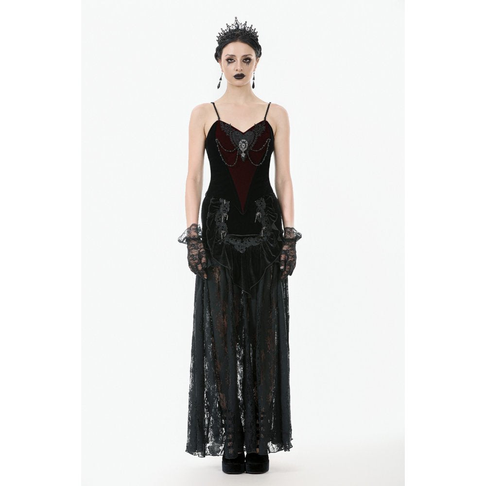 Dark in Love Morrigan Velvet & Lace Chain-Detail Top
