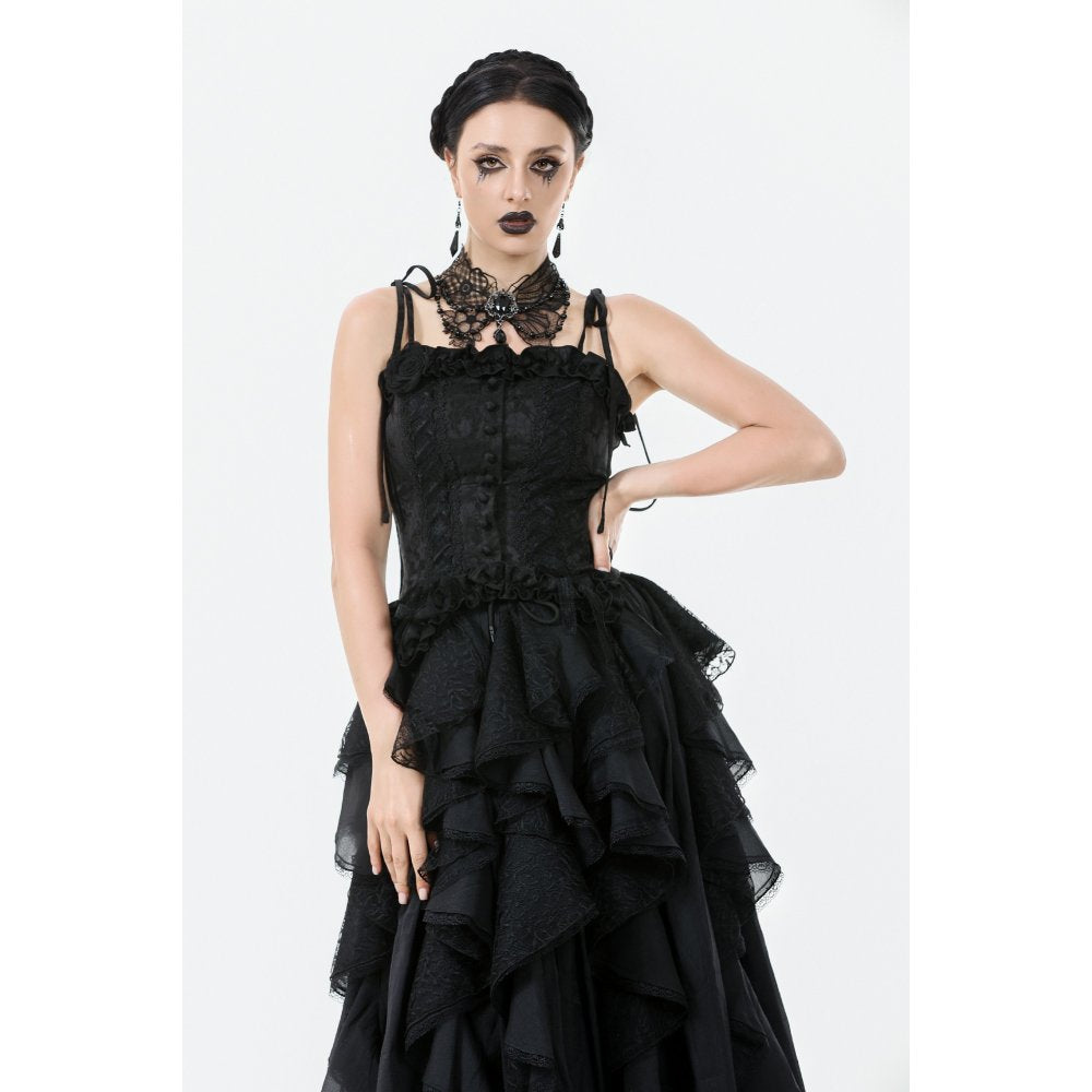 Dark in Love Selene Ruffled Floral Jacquard Corset Top - Size UK 16 Left Only!