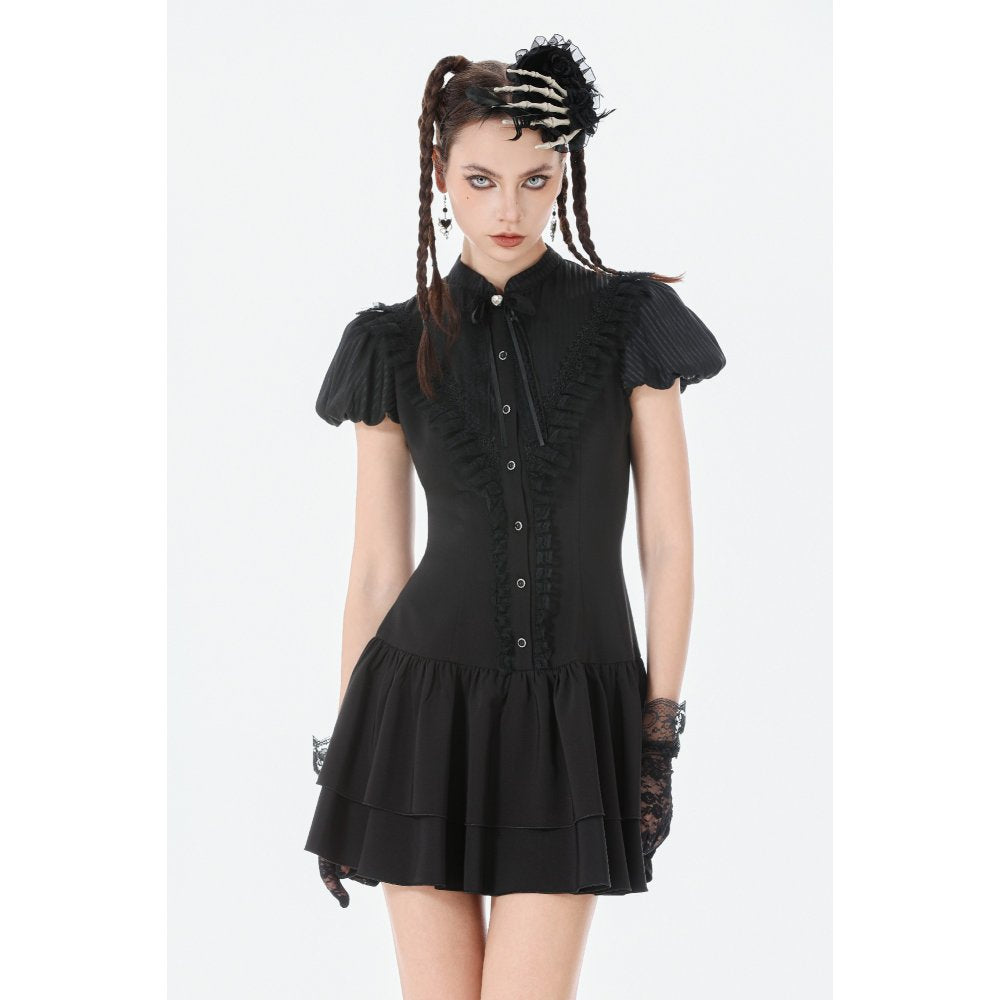 Dark in Love Lolita Bow-Trim Lace Dress