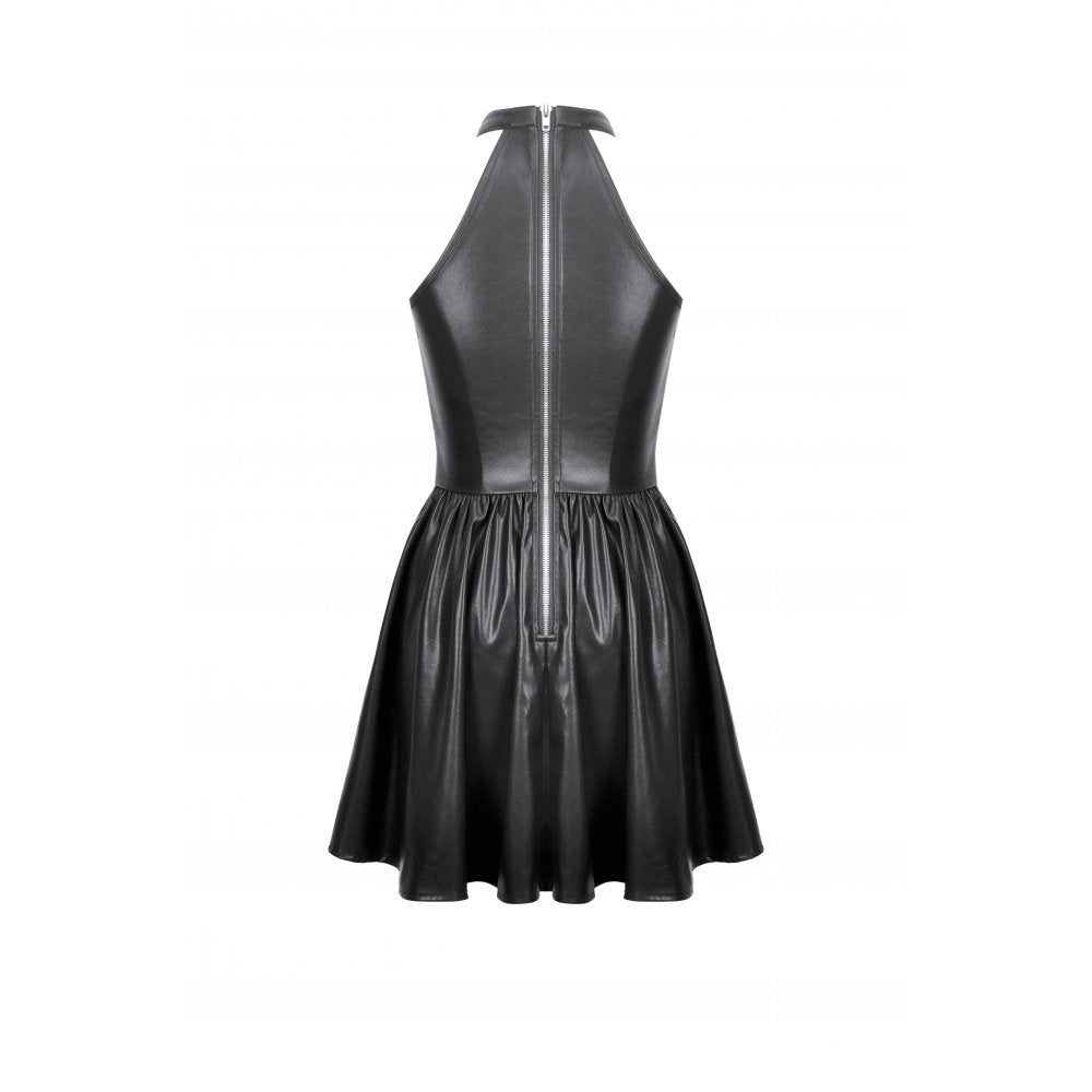 Dark in Love Harness Chain Faux Leather Mini Dress