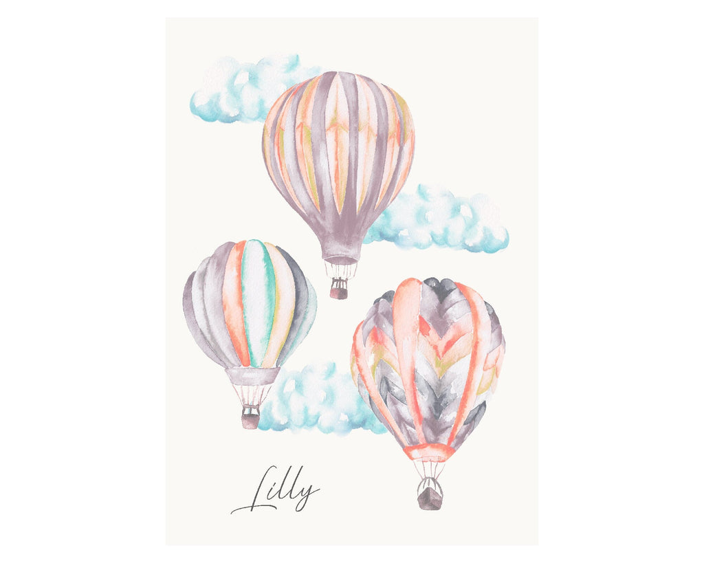 Watercolour Hot Air Balloons Personalised Children's Print