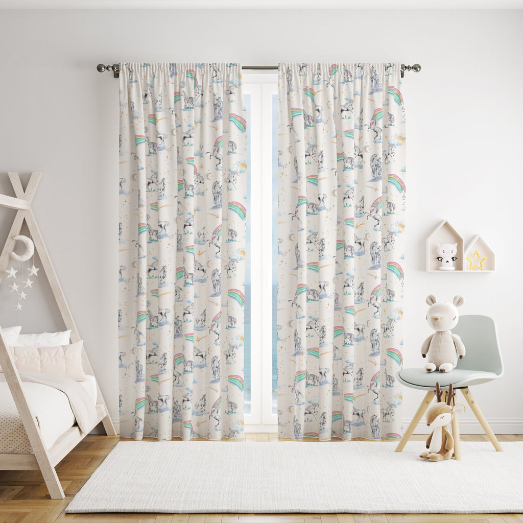 Unicorns and Rainbows  - Cotton Curtain Fabric