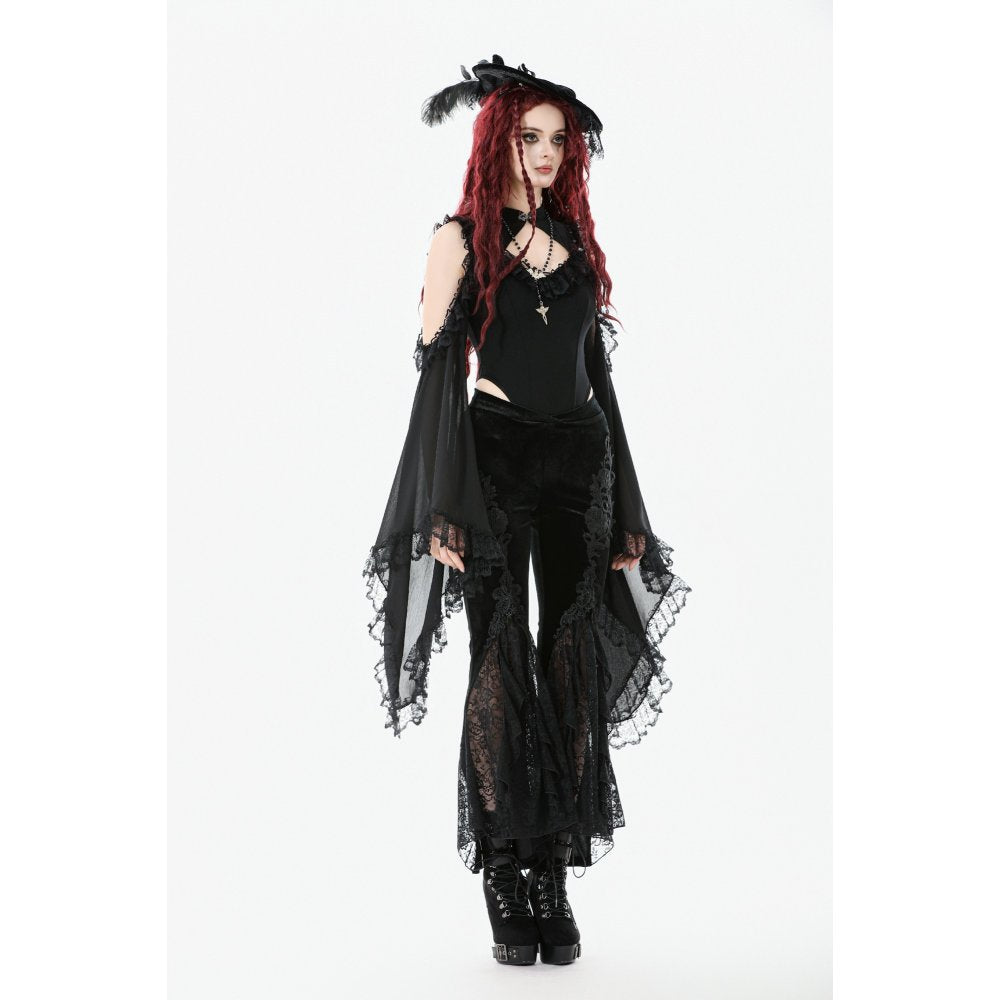 Dark in Love Erzebeth Velvet Lace Flare Trousers - Size UK 16 Left Only!