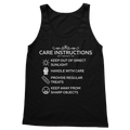 Care Instructions White Print Ladies Vest Top | Fitted Cotton Tank