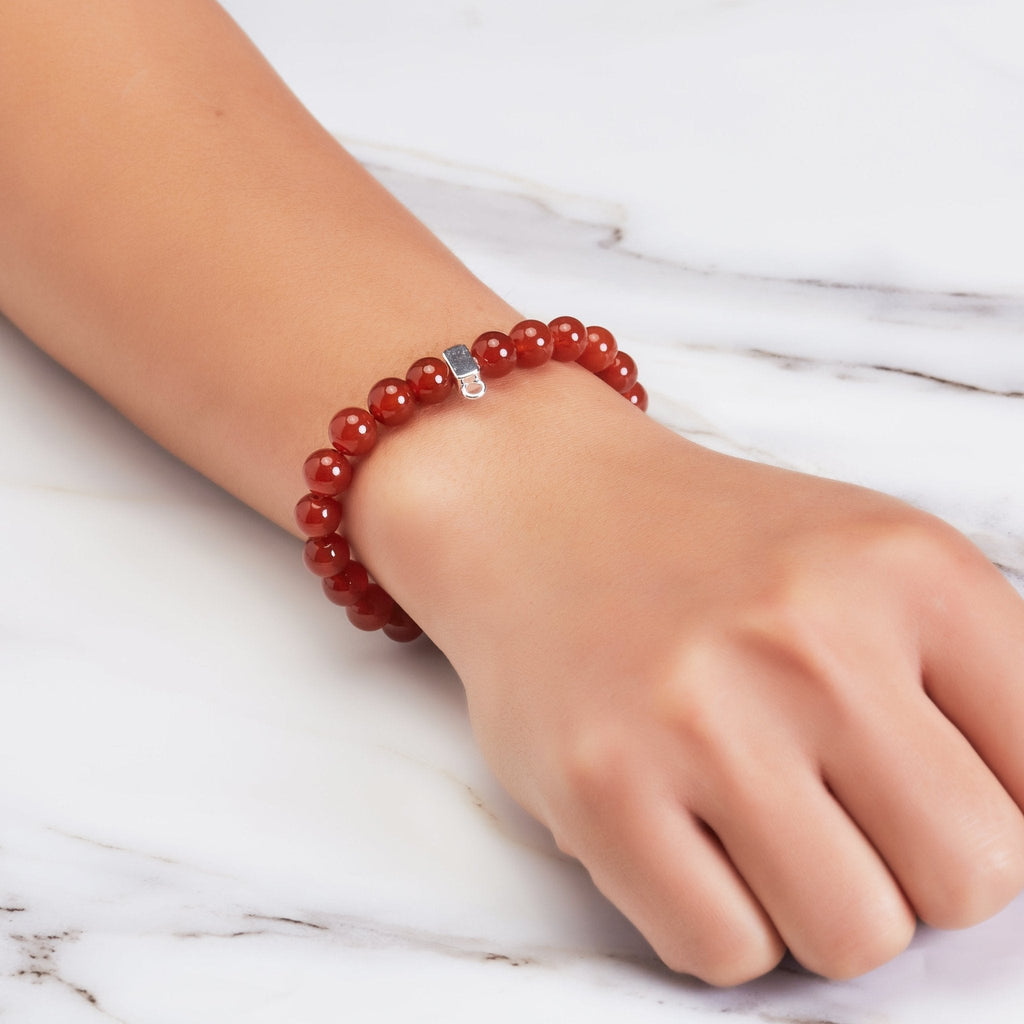 Carnelian Gemstone Charm Stretch Bracelet