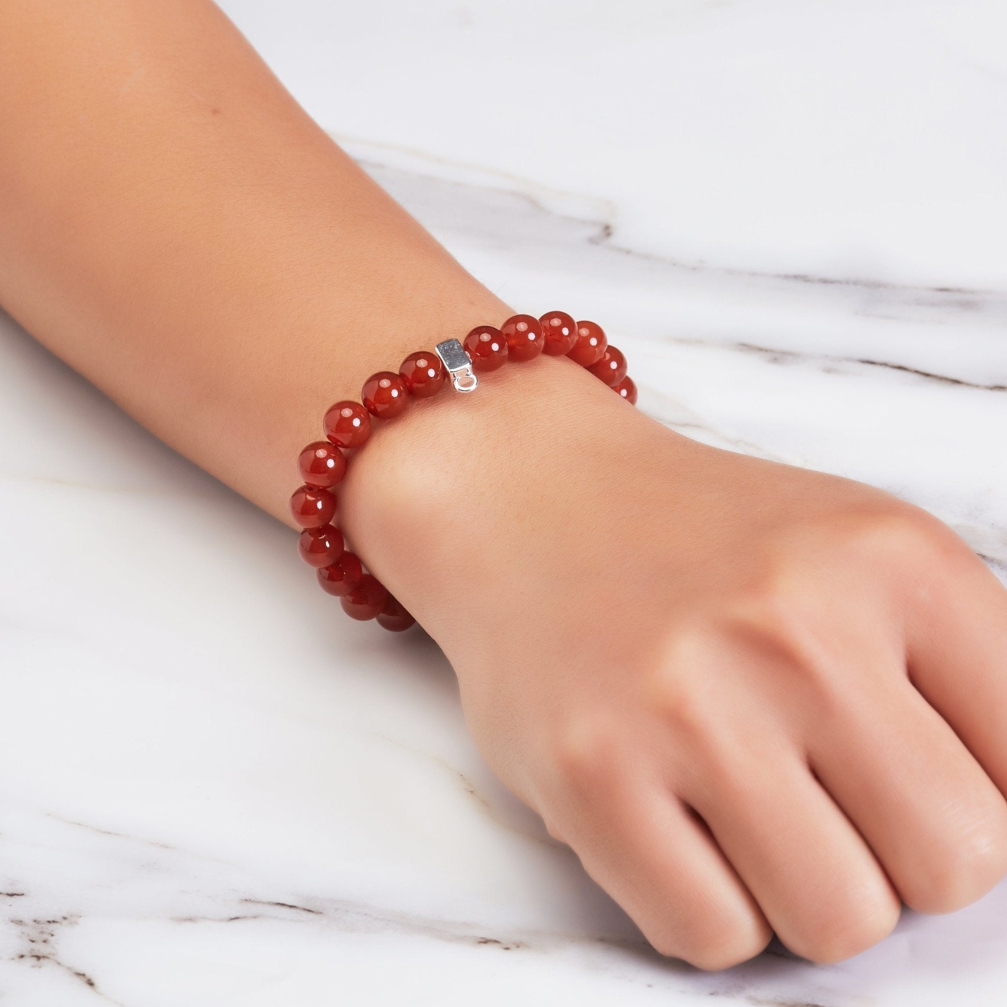 Carnelian Gemstone Charm Stretch Bracelet