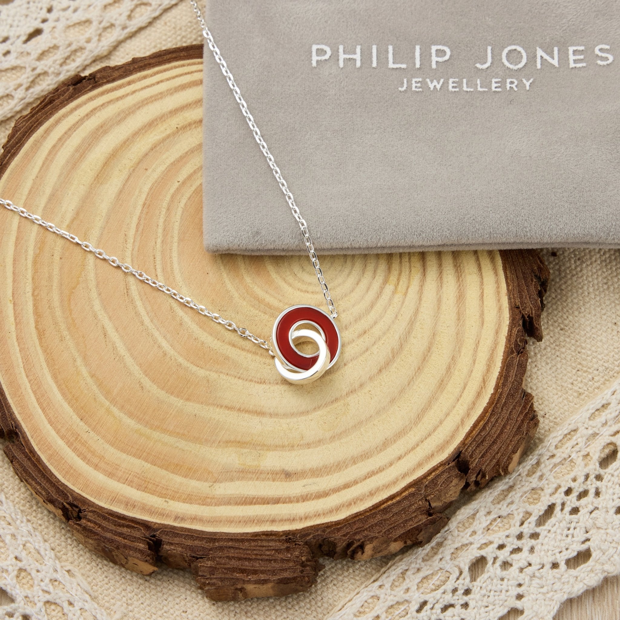 Carnelian Gemstone Circle Link Necklace
