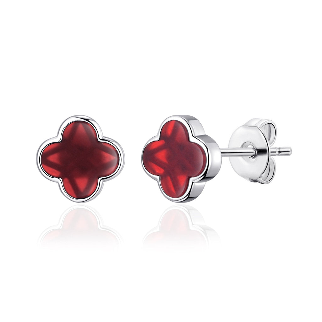 Carnelian Gemstone Clover Earrings