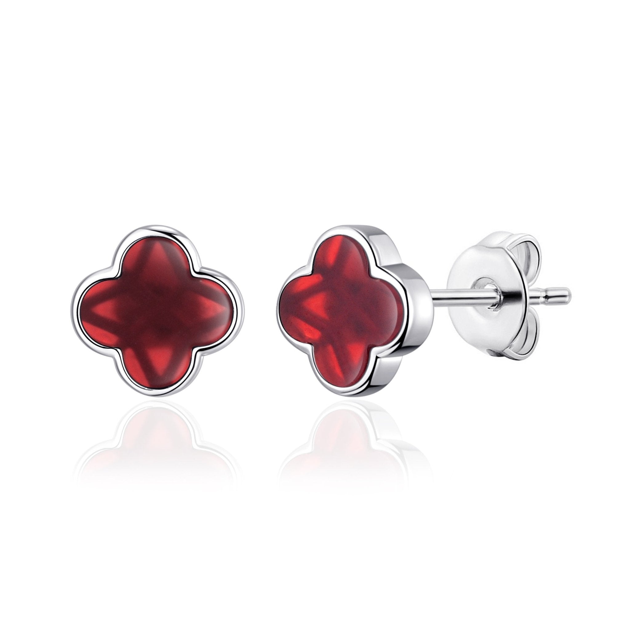 Carnelian Gemstone Clover Earrings