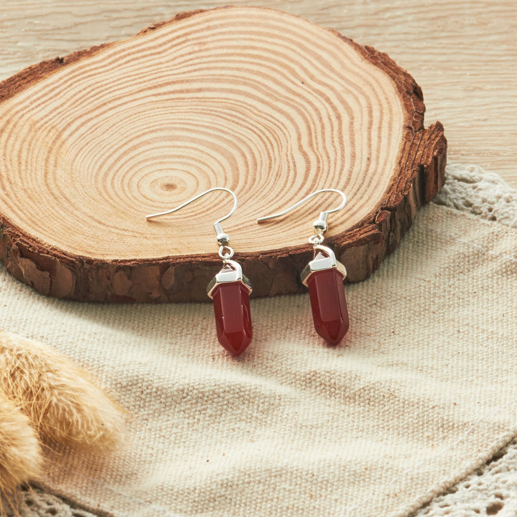 Carnelian Gemstone Drop Earrings with Quote Card