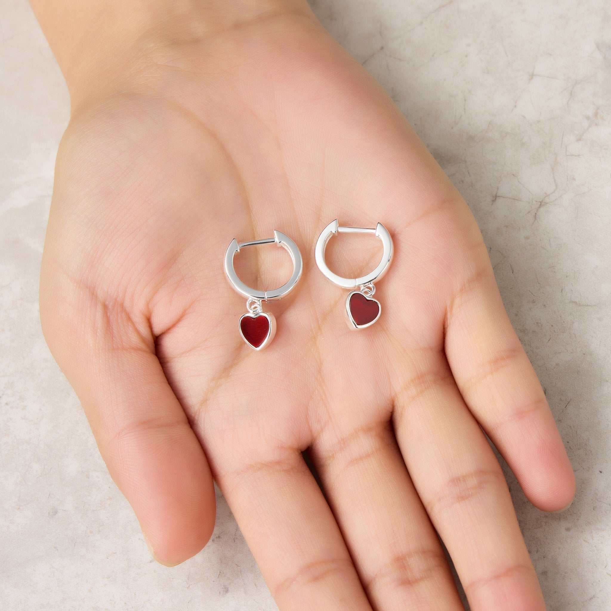 Carnelian Gemstone Heart Charm Hoop Earrings with Quote Card