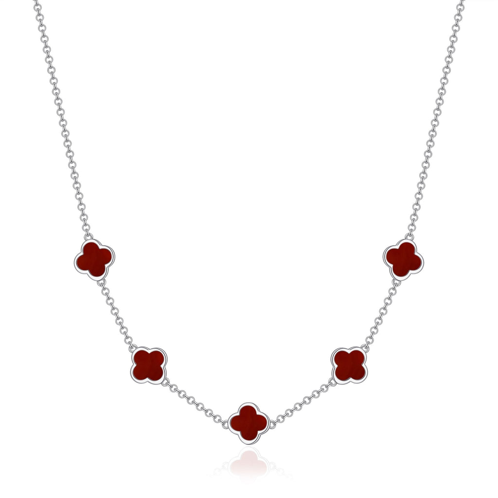 Carnelian Gemstone Multi Clover Necklace