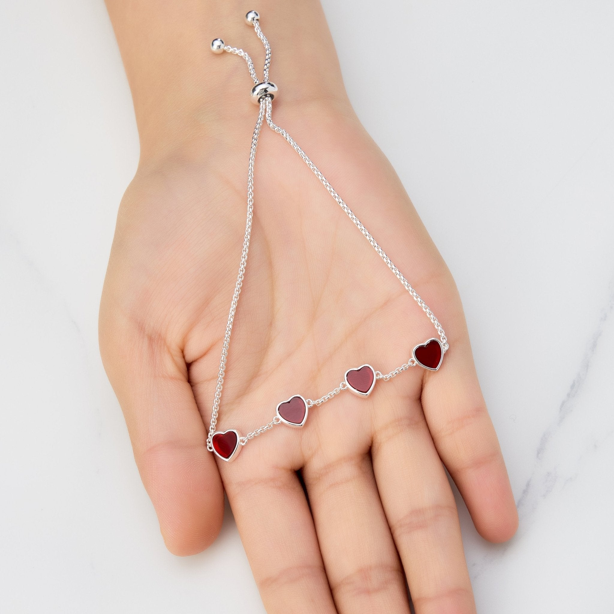 Carnelian Gemstone Multi Heart Friendship Slider Bracelet