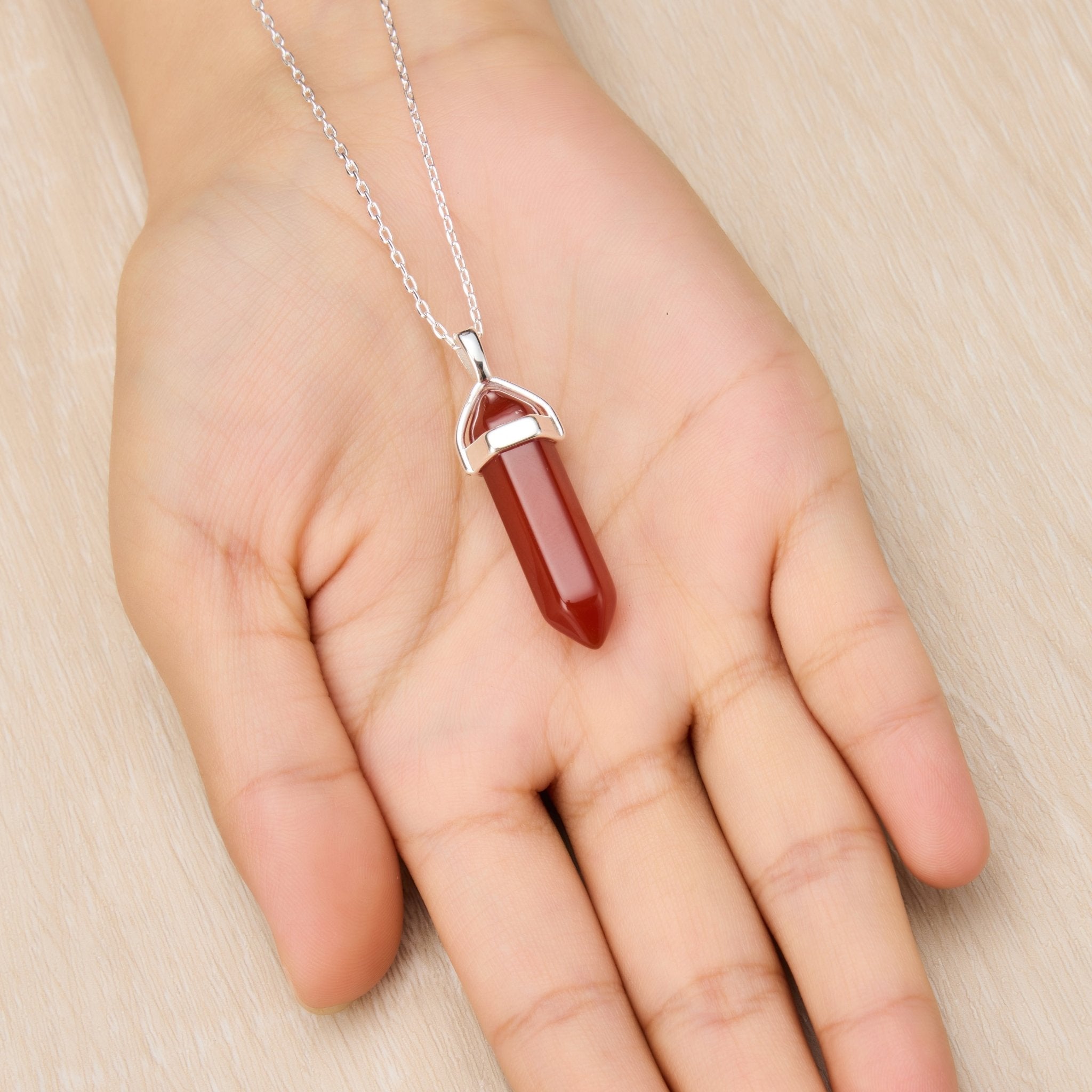 Carnelian Gemstone Necklace with Quote Card