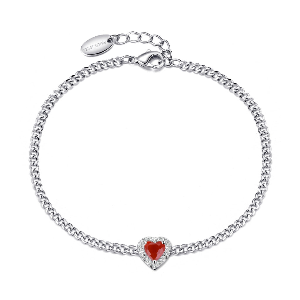 Carnelian Heart Gemstone Bracelet Created with Zircondia® Crystals