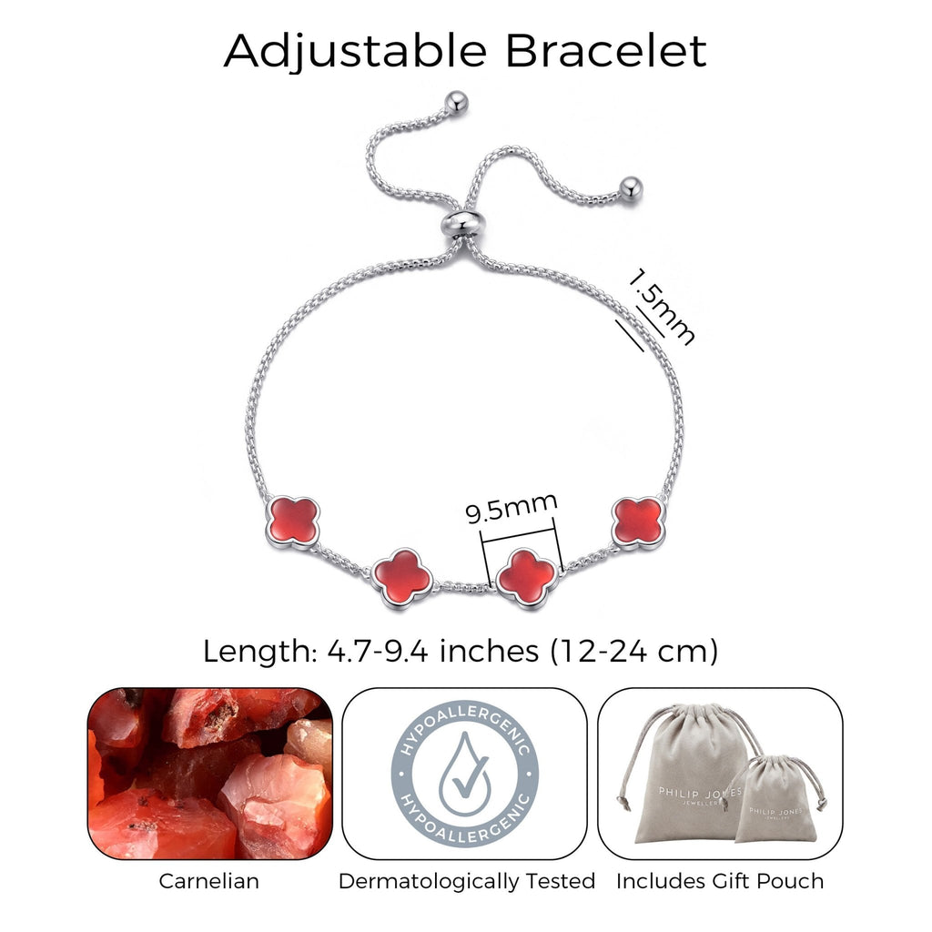 Carnelian Multi Clover Friendship Slider Bracelet