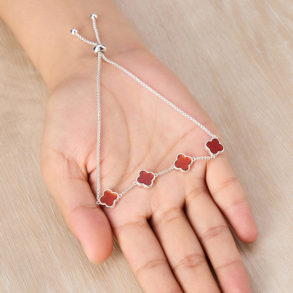 Carnelian Multi Clover Friendship Slider Bracelet