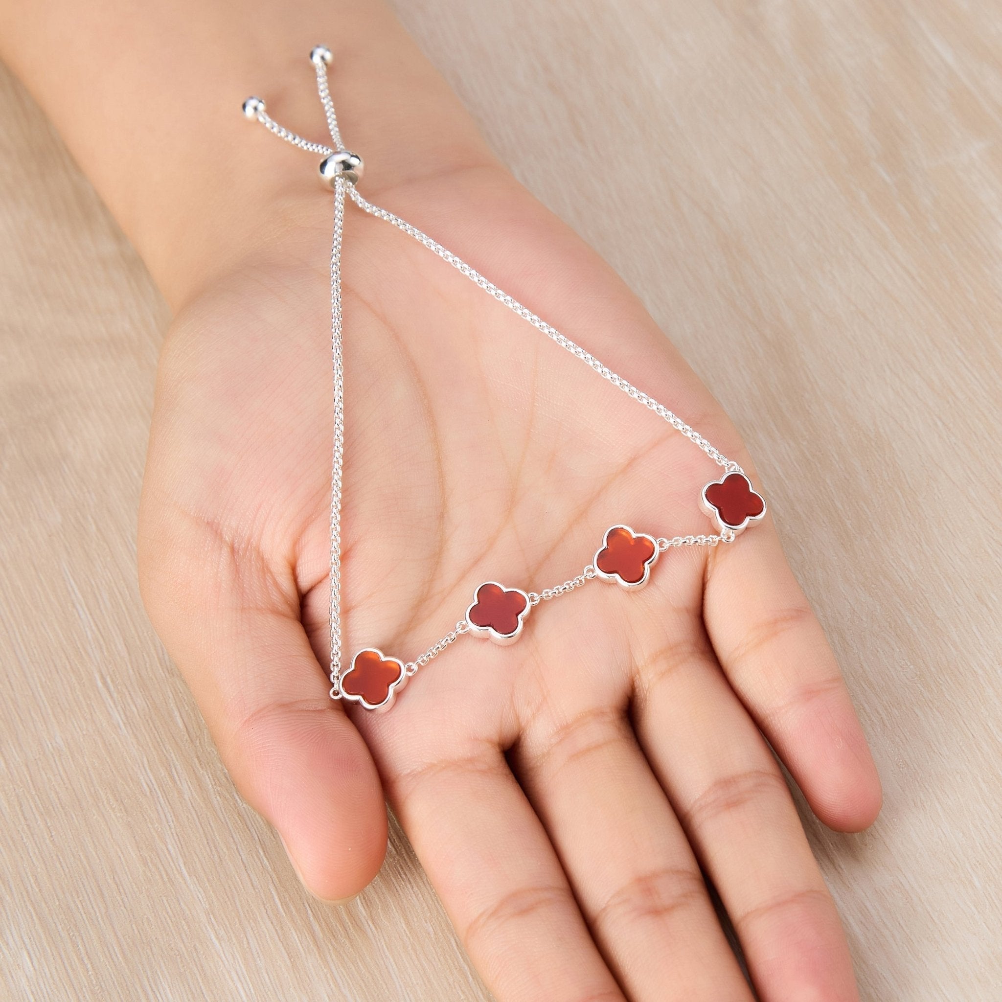 Carnelian Multi Clover Friendship Slider Bracelet