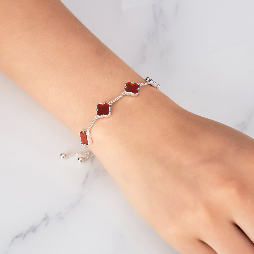 Carnelian Multi Clover Friendship Slider Bracelet