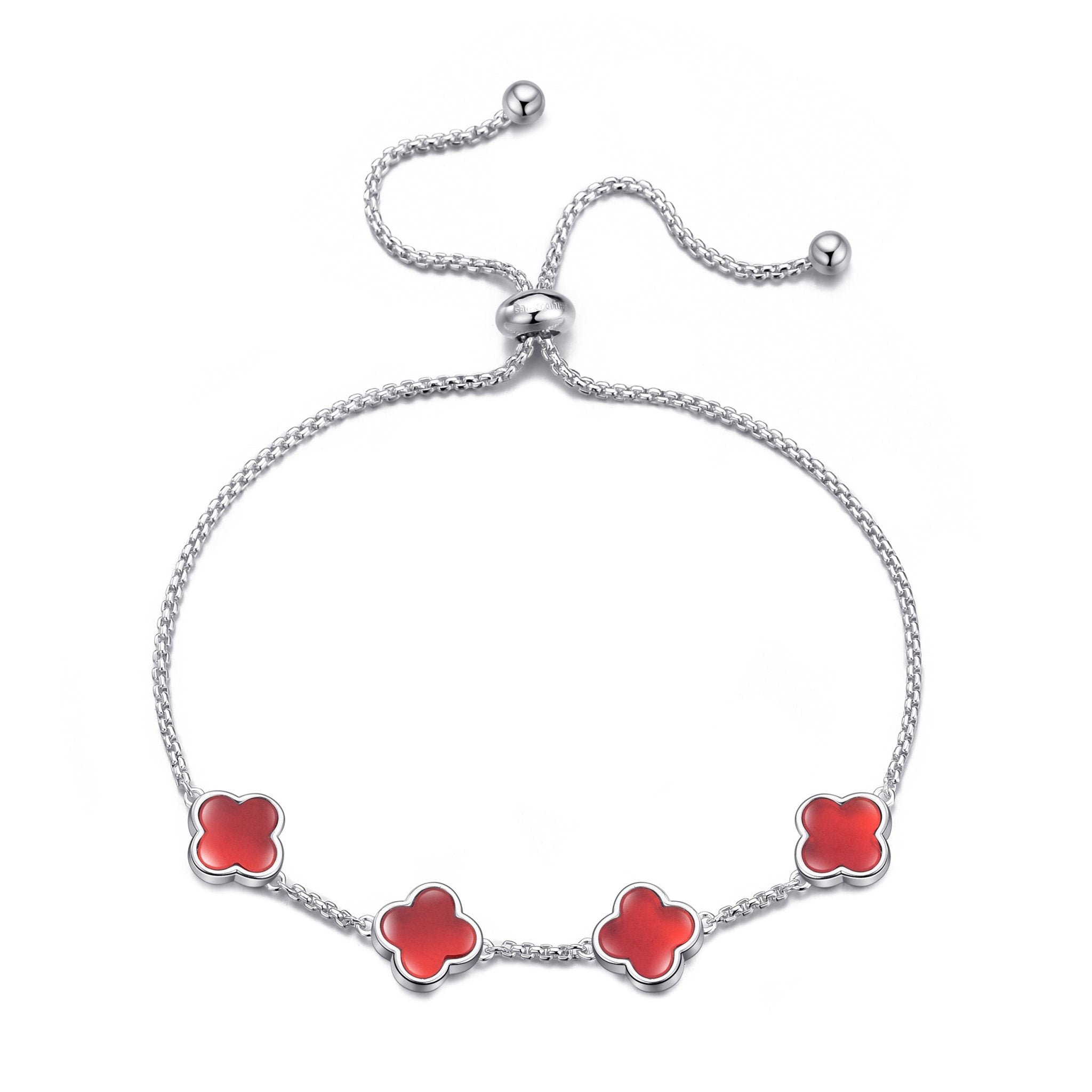 Carnelian Multi Clover Friendship Slider Bracelet