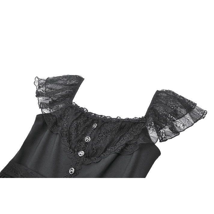 Dark in Love Black Gothic Sweet Bow Lace Lolita Dress