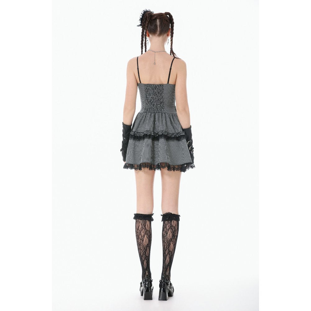 Dark in Love Striped Gothic Mini Dress
