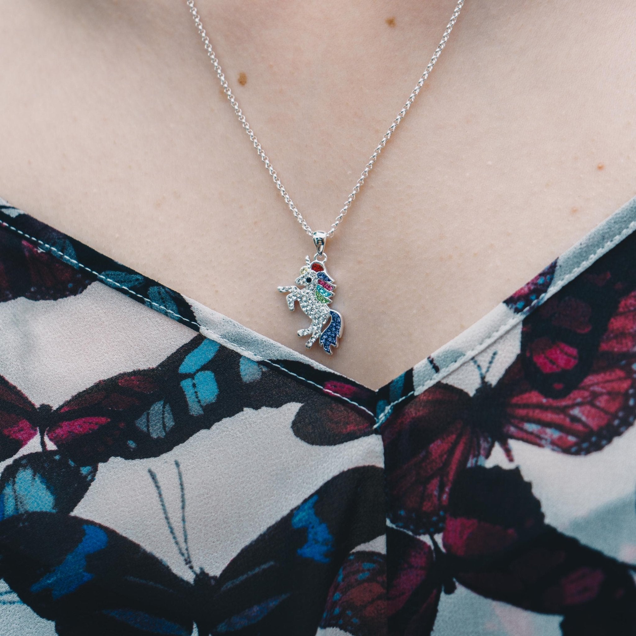 Crystal Unicorn Quote Necklace with Zircondia® Crystals