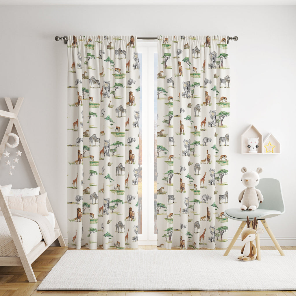 Safari Animals Children's Cotton Curtain Fabric