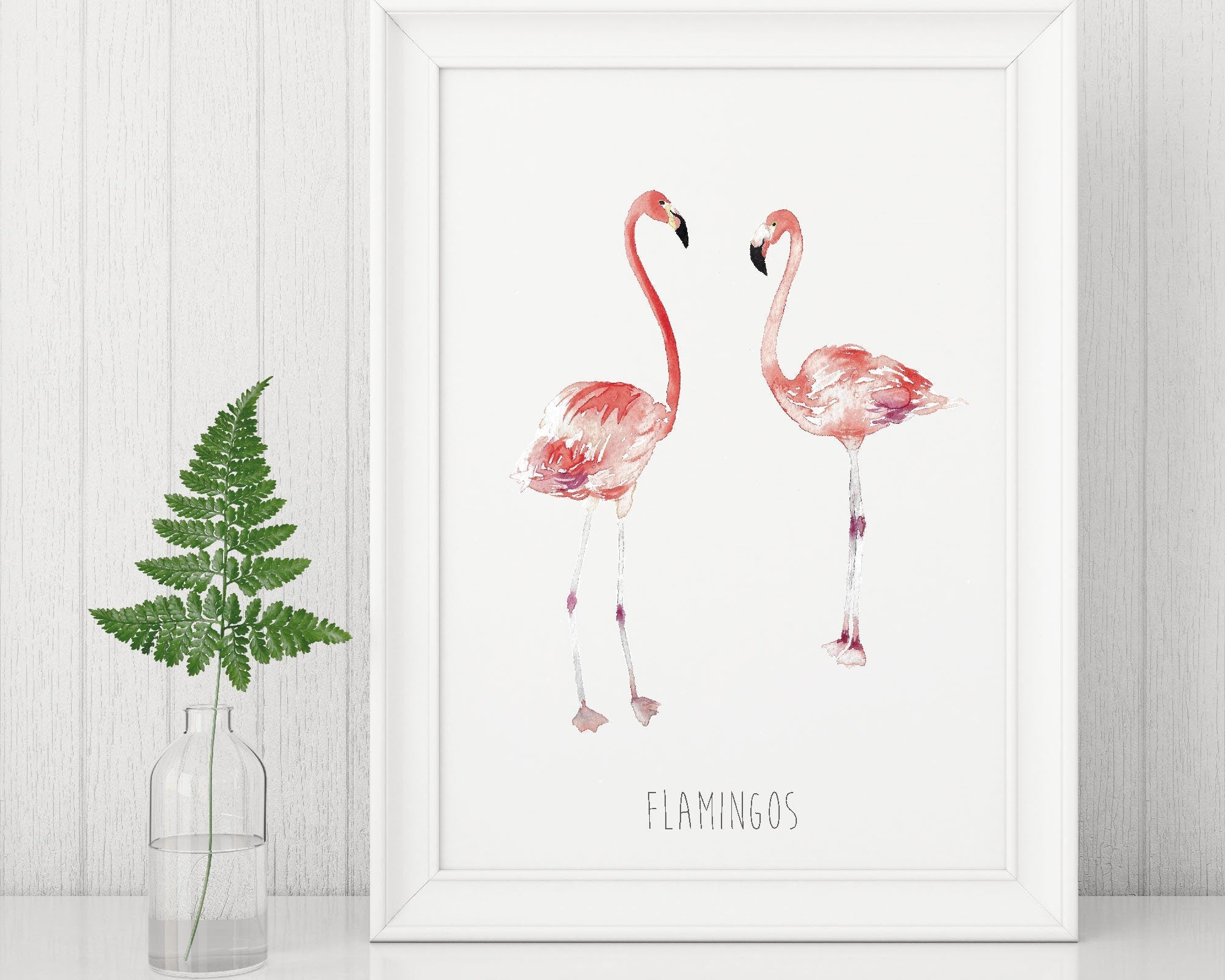 Personalised Watercolour Flamingo Art Print – Custom Nursery or Kids Room Decor, A3/A4/A5 Sizes