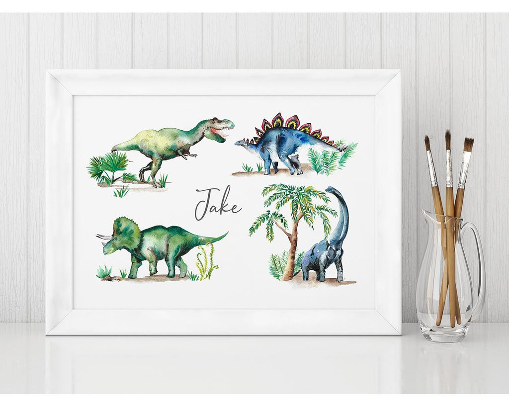 Dinosaurs Hand-Painted Personalised Name Print