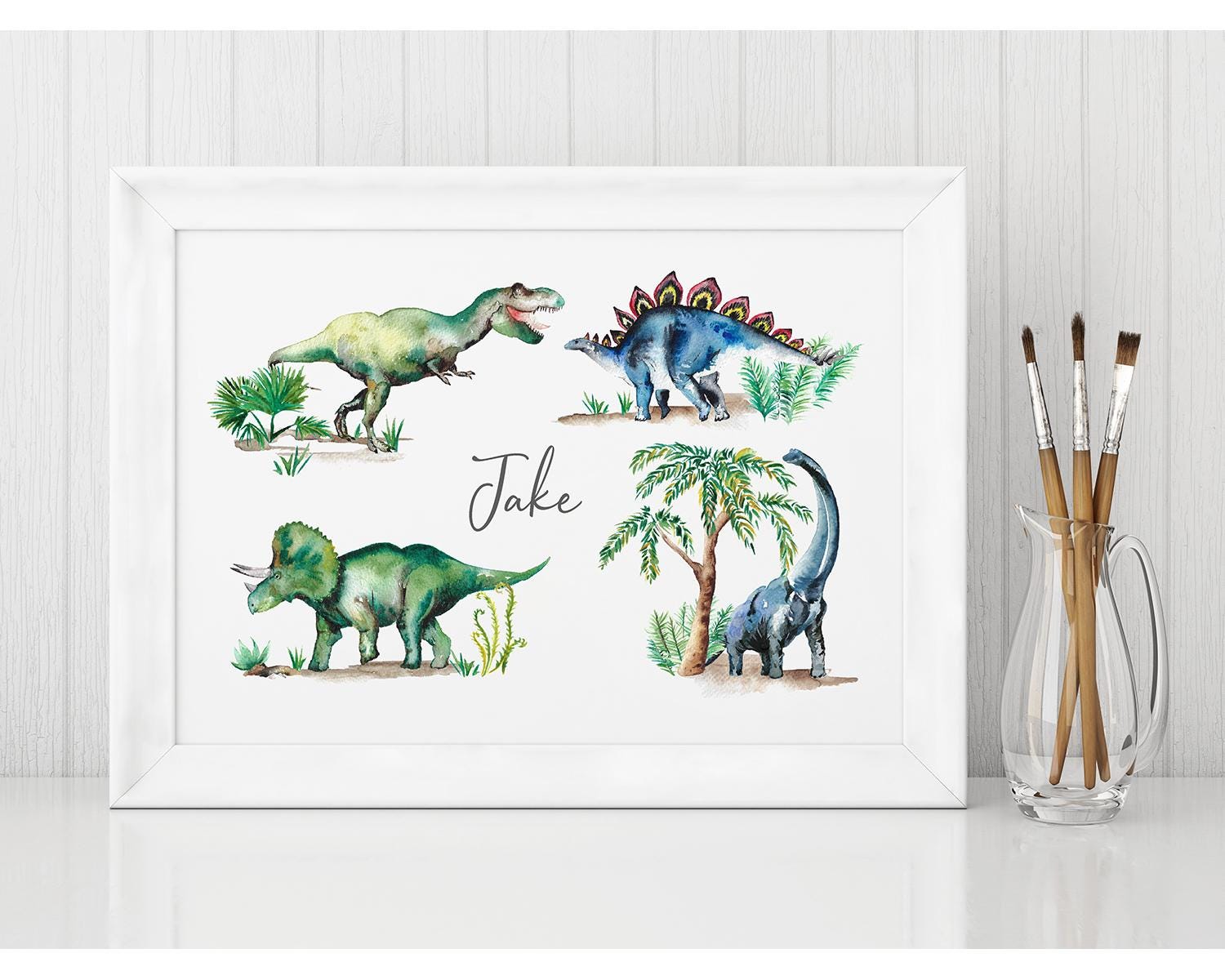 Dinosaurs Hand-Painted Personalised Name Print