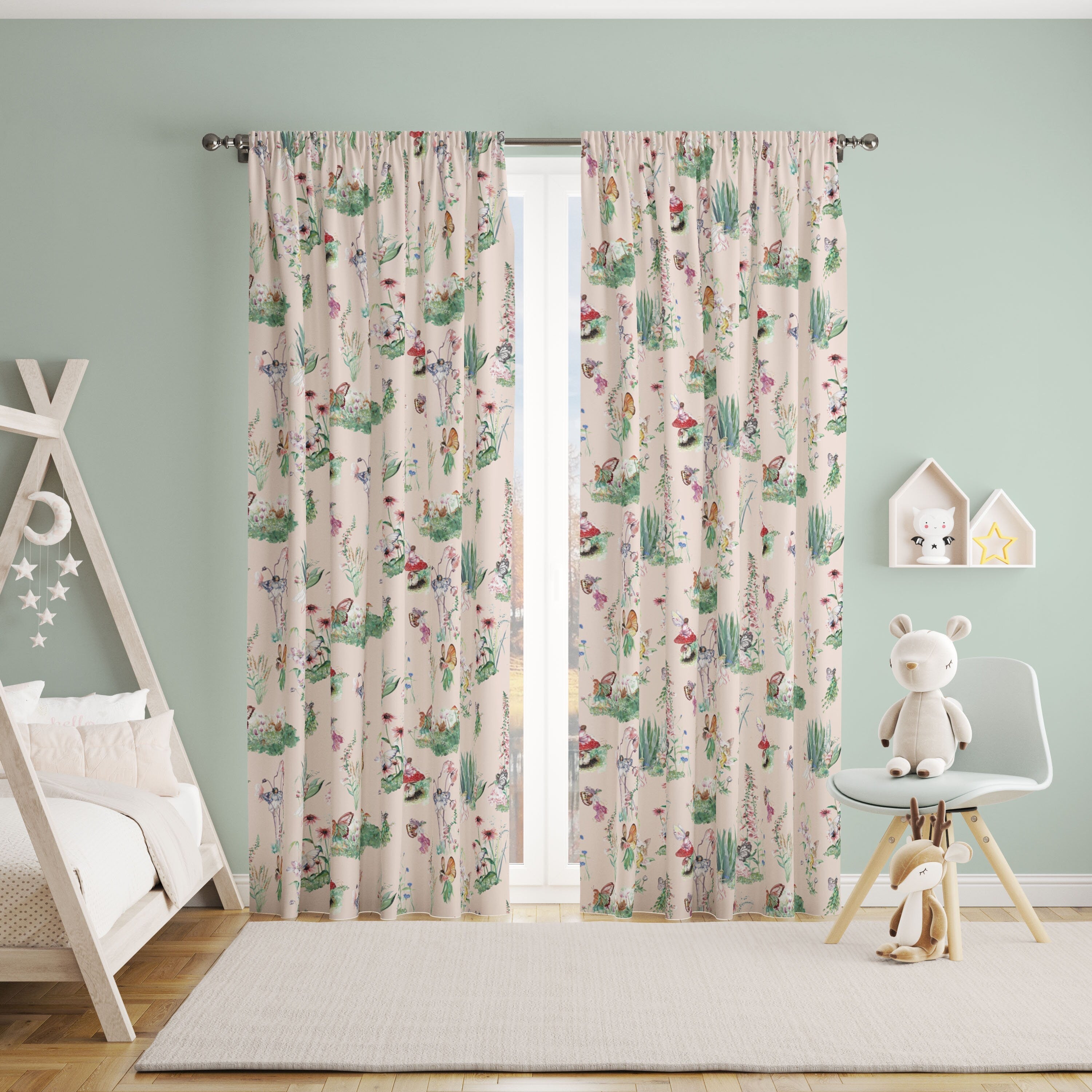 Flower Fairy Garden - Children's Cotton Curtain Fabric