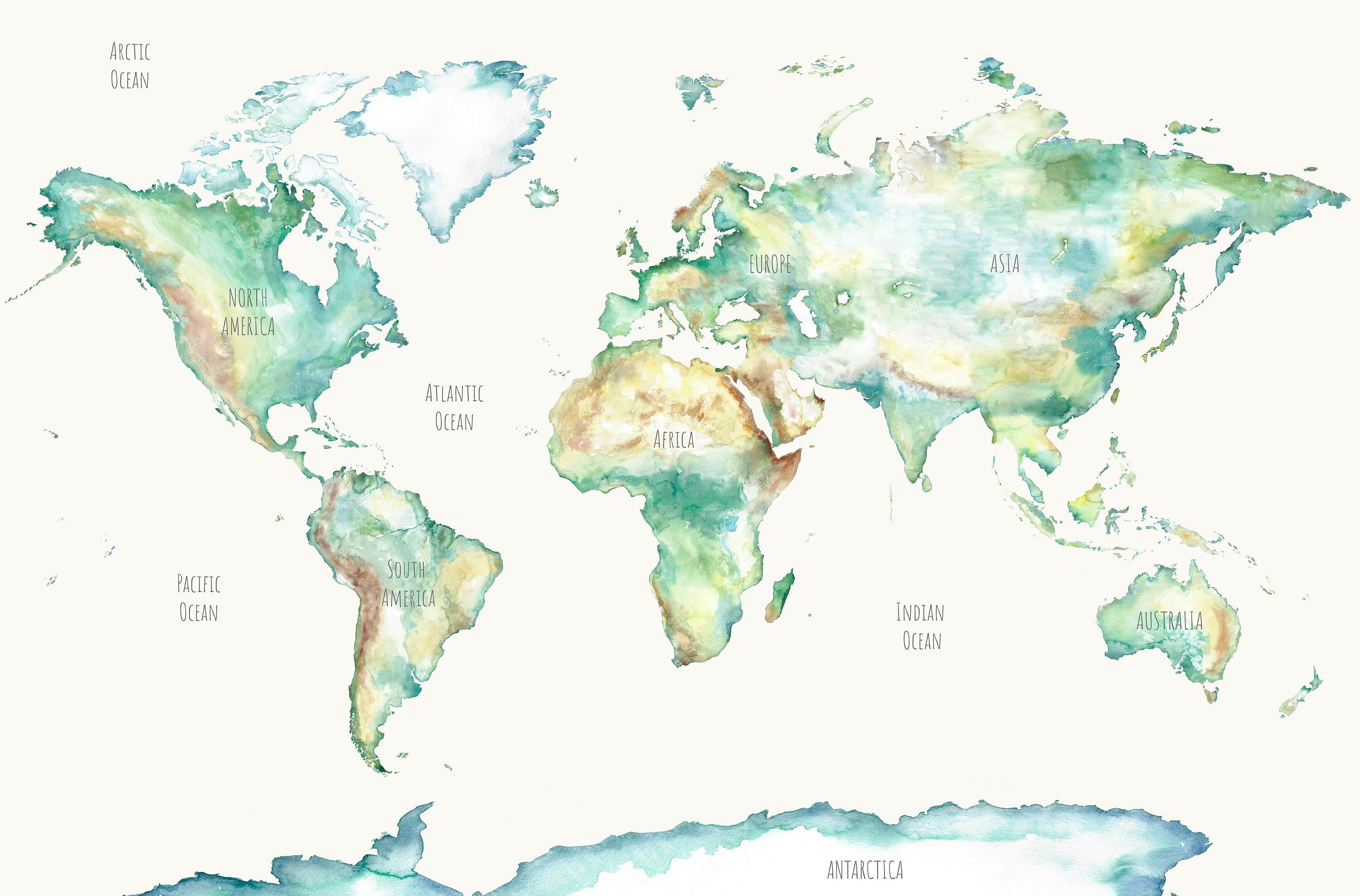 Wildlife World Map Mural Wallpaper For Children