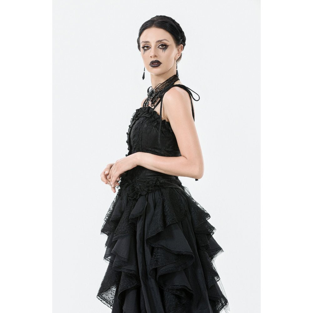 Dark in Love Selene Ruffled Floral Jacquard Corset Top - Size UK 16 Left Only!