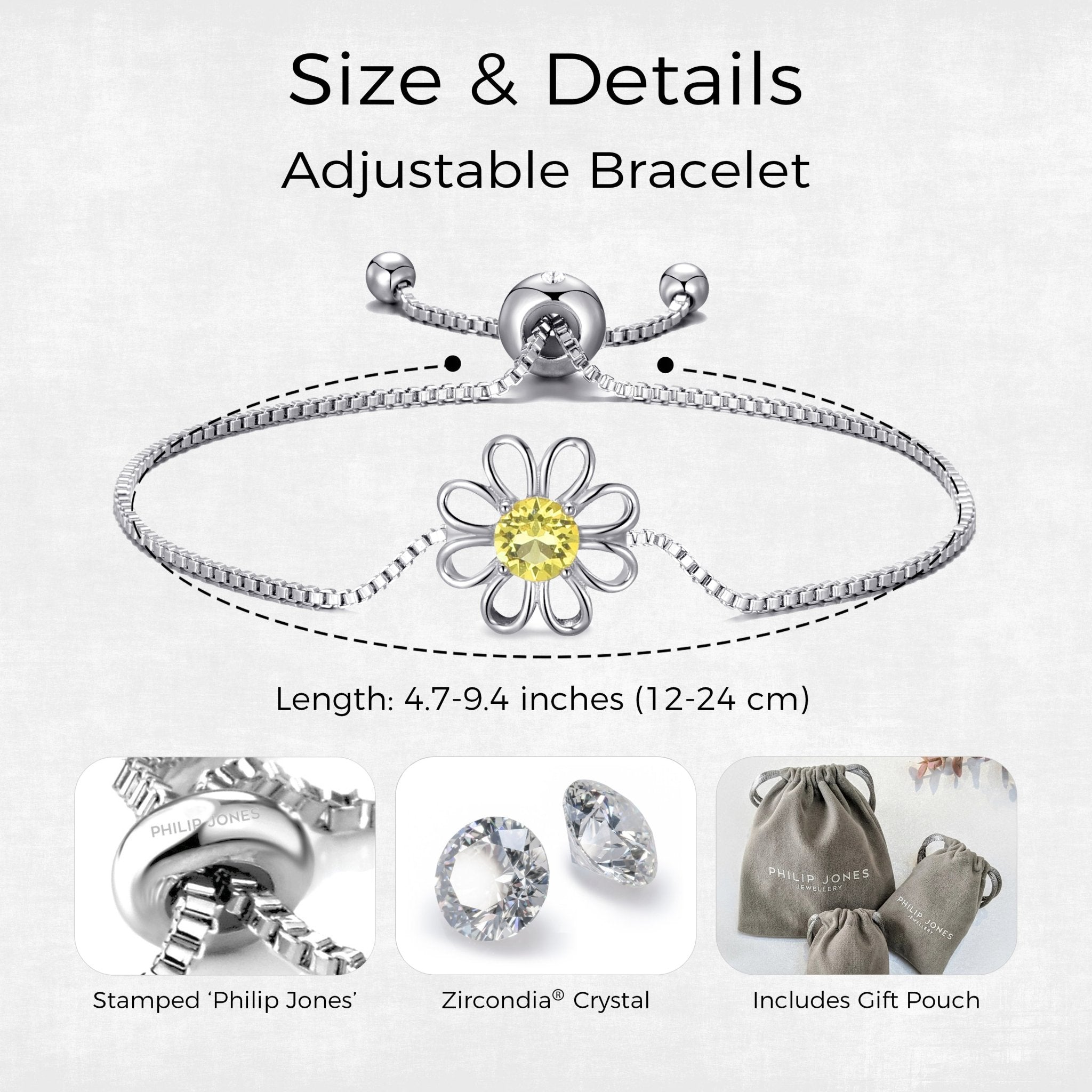 Daisy Crystal Friendship Slider Bracelet Created with Zircondia® Crystals