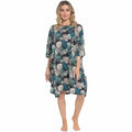 OLIVIA ROCCO Women's Tropical Baggy Nightdress 100% Cotton Oversized Short Sleeve