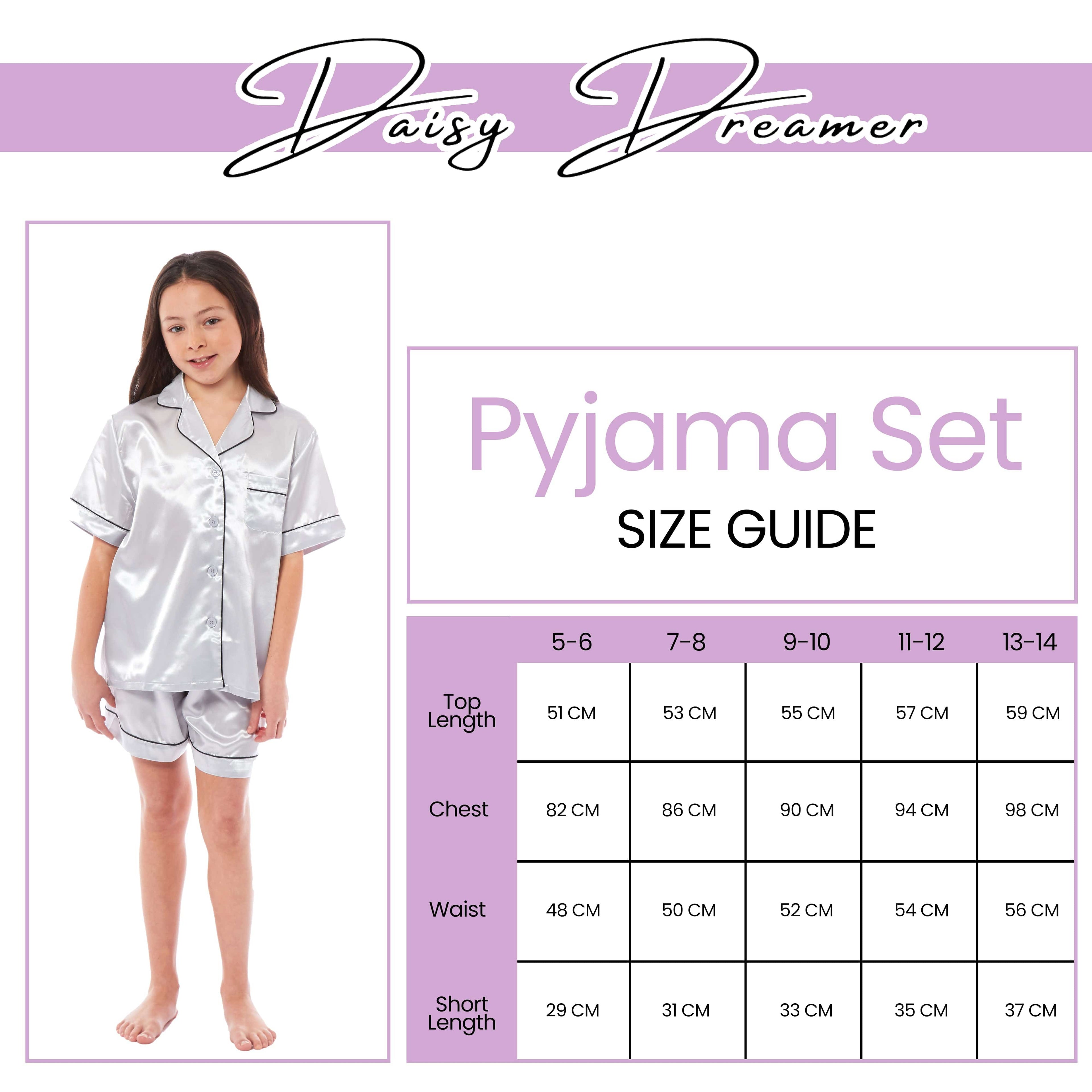 OLIVIA ROCCO Girls Satin Silk Short Pyjama Set Button Down Shirt And Loose Fitting Pants