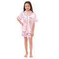 OLIVIA ROCCO Girls Satin Silk Short Pyjama Set Button Down Shirt And Loose Fitting Pants