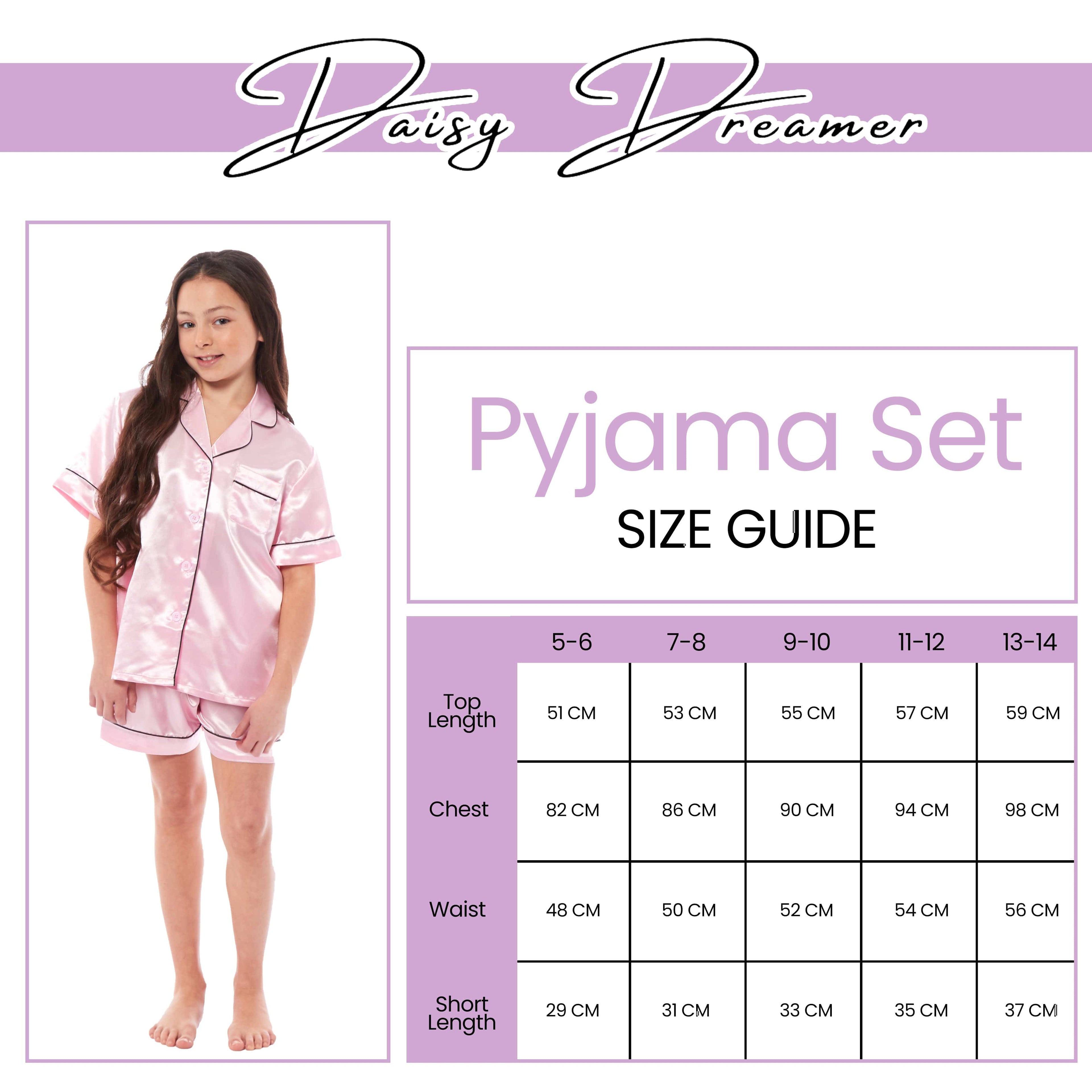 OLIVIA ROCCO Girls Satin Silk Short Pyjama Set Button Down Shirt And Loose Fitting Pants