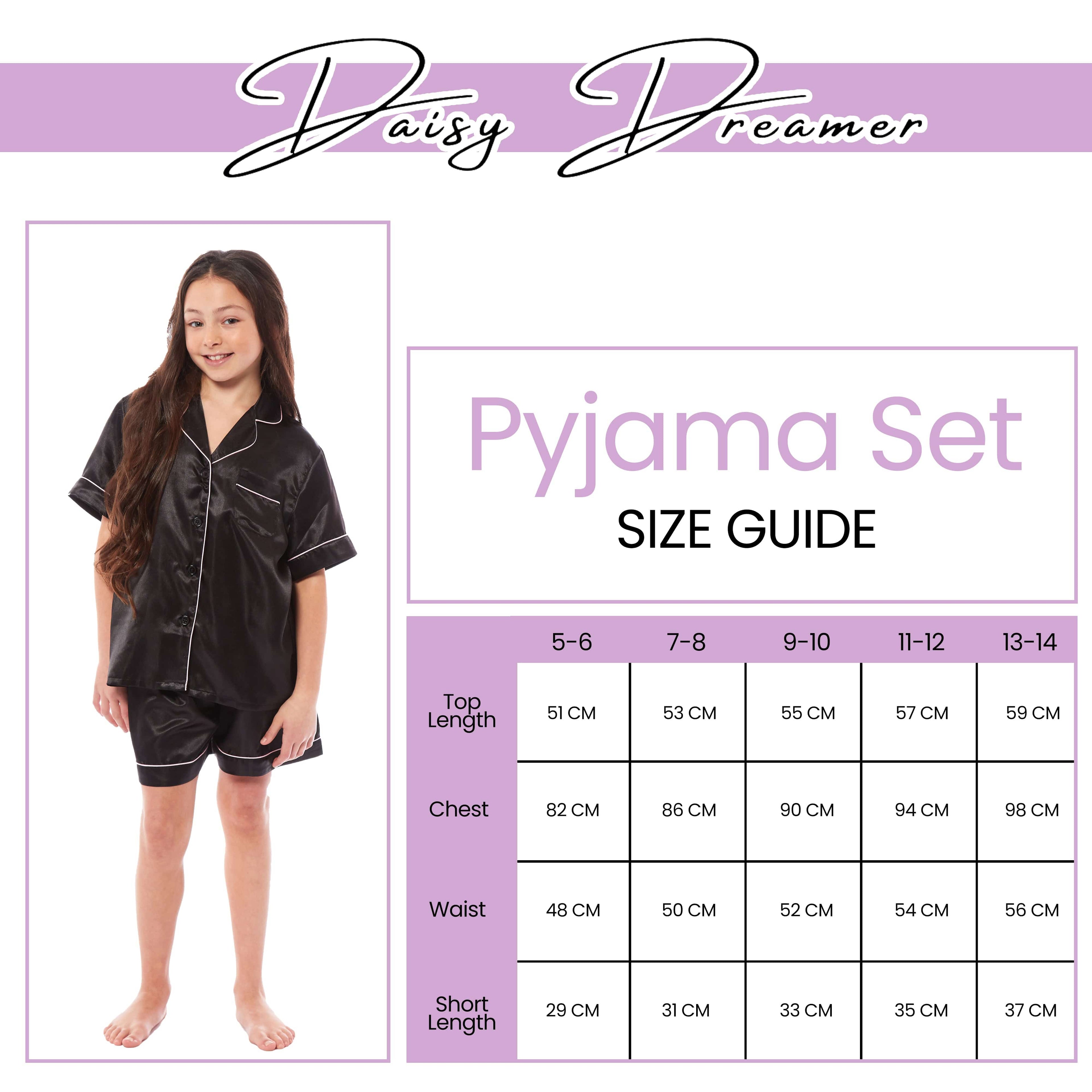 OLIVIA ROCCO Girls Satin Silk Short Pyjama Set Button Down Shirt And Loose Fitting Pants