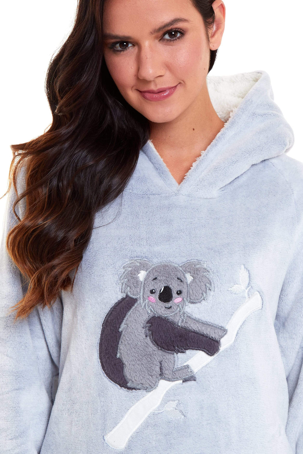 OLIVIA ROCCO Matching Mother Daughter Koala Bear Hooded Pyjama Set Plush Fleece Flannel
