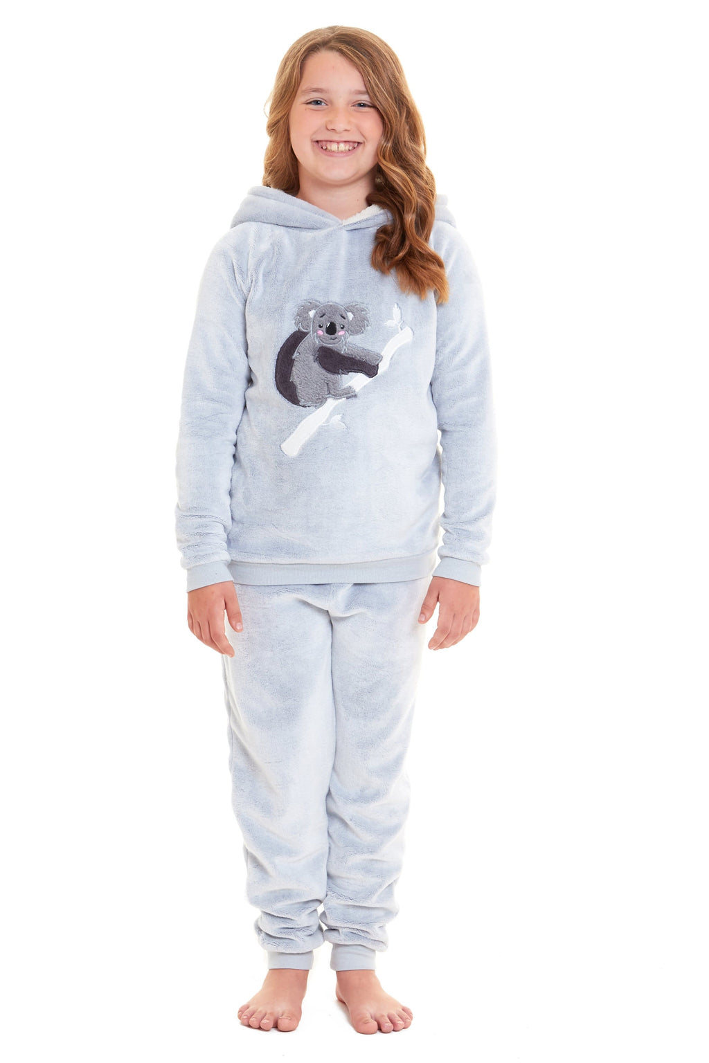 OLIVIA ROCCO Matching Mother Daughter Koala Bear Hooded Pyjama Set Plush Fleece Flannel