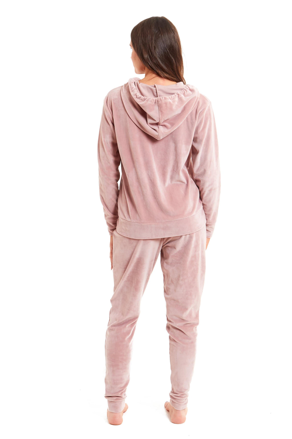 OLIVIA ROCCO Womens Hooded Velour Lounge Set With Zipped Top And Elasticated Waistband