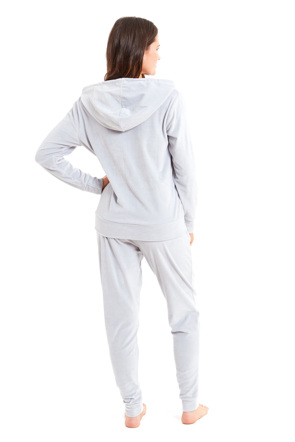 OLIVIA ROCCO Womens Hooded Velour Lounge Set With Zipped Top And Elasticated Waistband