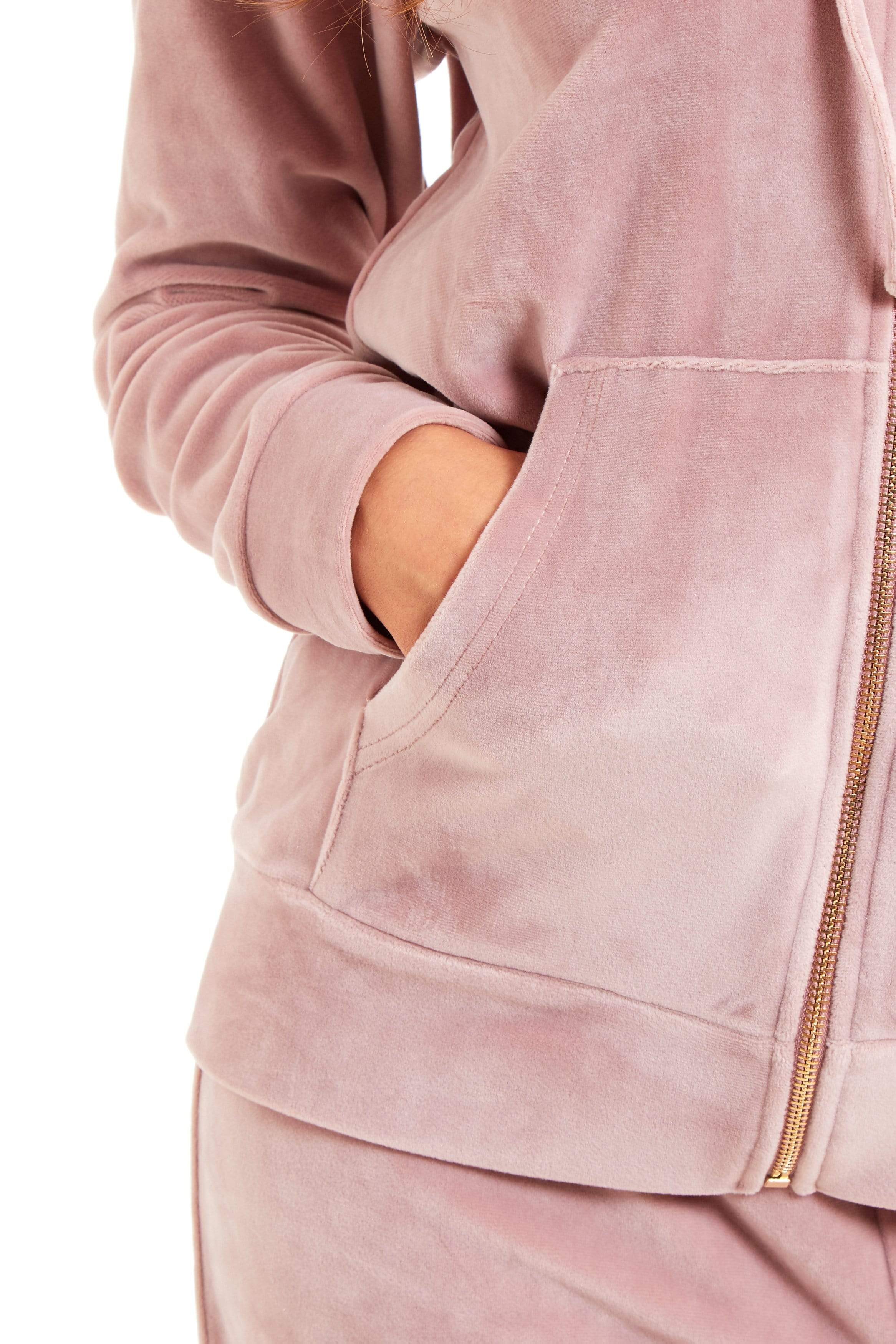 OLIVIA ROCCO Womens Hooded Velour Lounge Set With Zipped Top And Elasticated Waistband